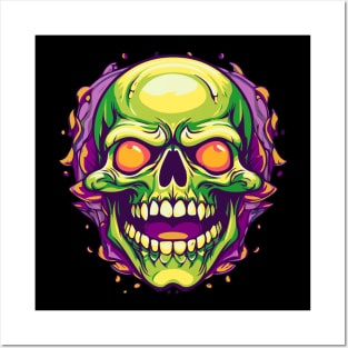 Laughing toxic skull Posters and Art